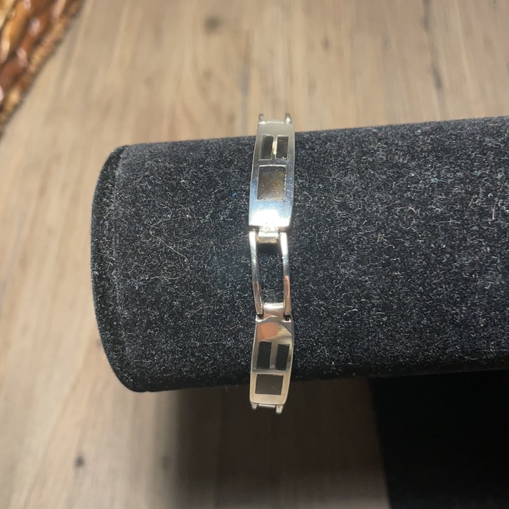 950 silver bracelet w black stone